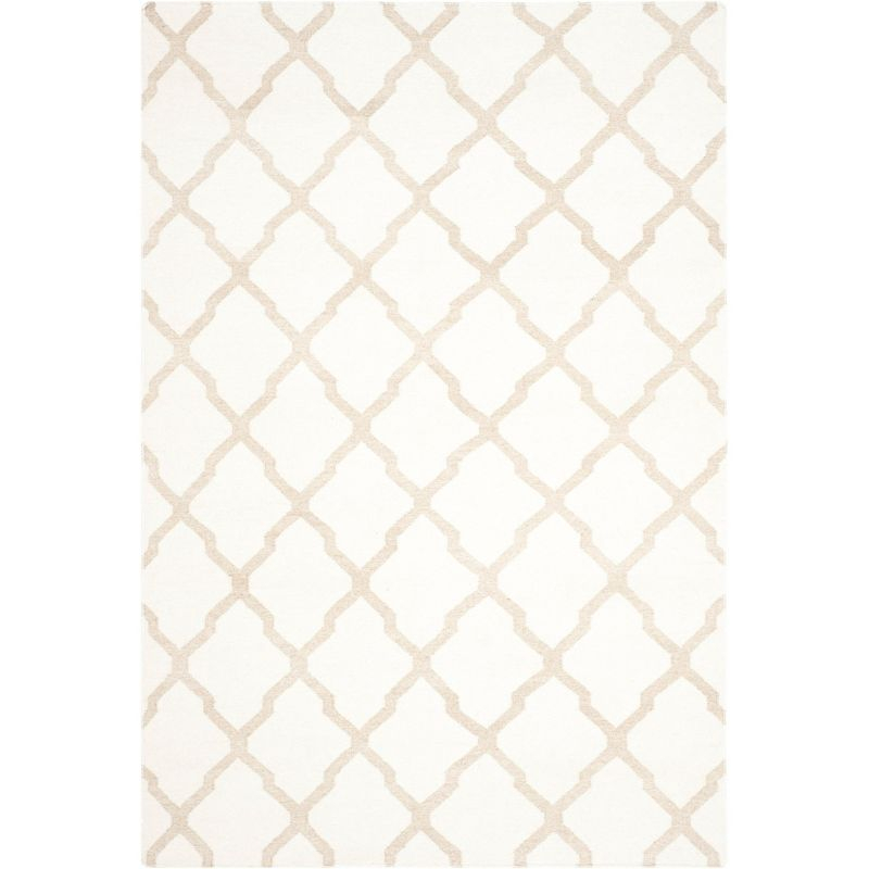 Dhurries DHU645 Hand Woven Flat Weave Indoor Area Rug - Ivory/Camel - 6'x9' - Safavieh
