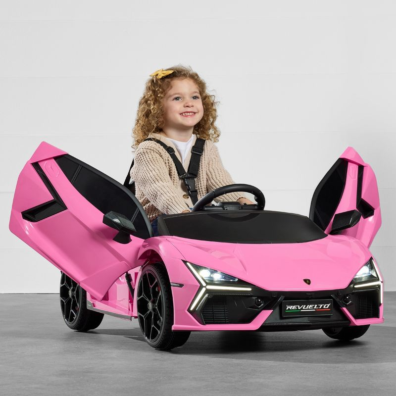 Best Choice Products Kids 12V Ride-On Car Officially Licensed Lamborghini Revuelto w/ Remote, LED Lights - Pink