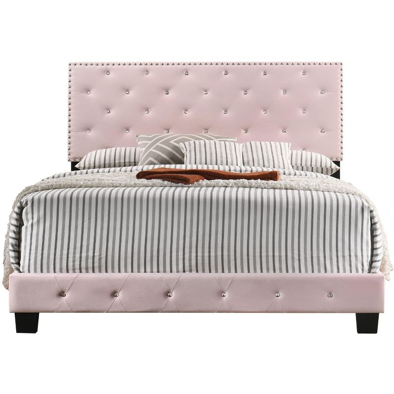 Passion Furniture Suffolk Pink Queen Panel Bed