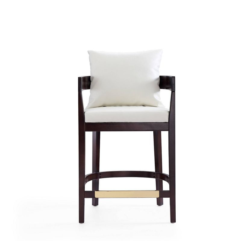 Ritz Beech Wood Counter Height Barstool Ivory - Manhattan Comfort: Upholstered, Faux Leather, Beechwood Legs