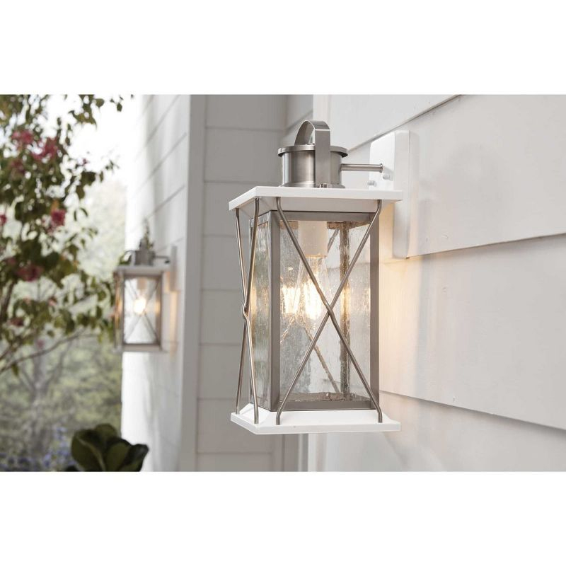 Progress Lighting Barlowe 1-Light Outdoor Wall Lantern in Stainless Steel with Clear Seeded Glass