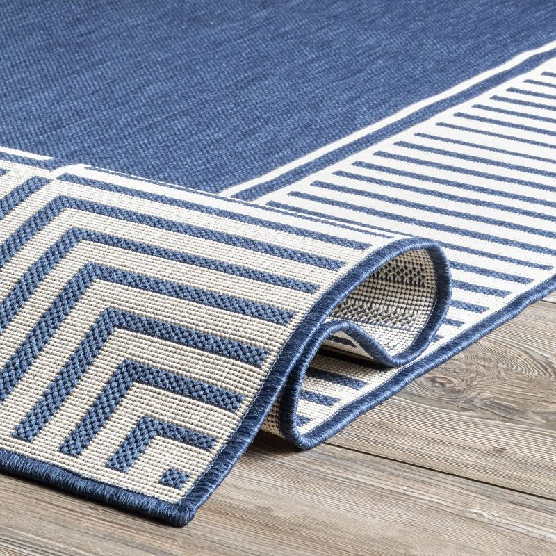 nuLOOM 4' x 6' Outdoor Area Rug, Stain Resistant, Weather Resistant, High Traffic, Patio, Balcony, Outside, Living Room, Dining Room, Asha Navy