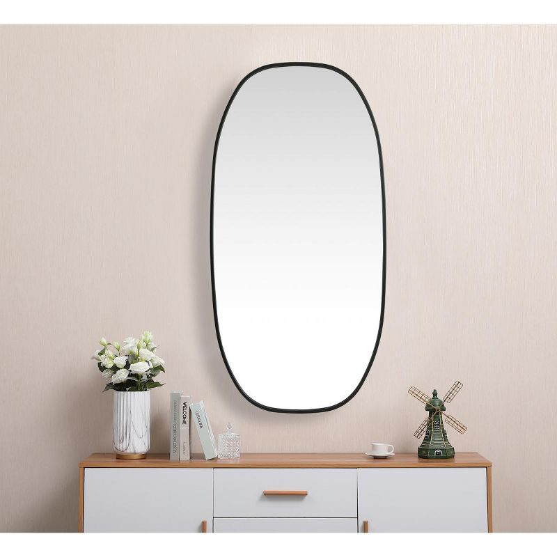 Elegant Lighting Metal Frame Oval Mirror 24x48 Inch in Black