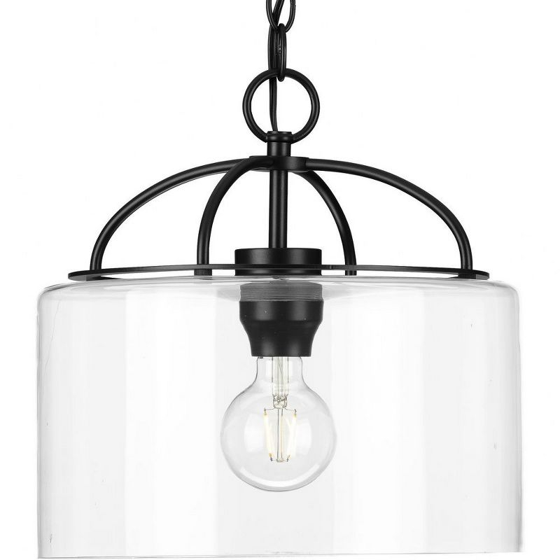 Progress Lighting, Leyden Collection, 1-Light Pendant, Matte Black, Clear Glass Shade