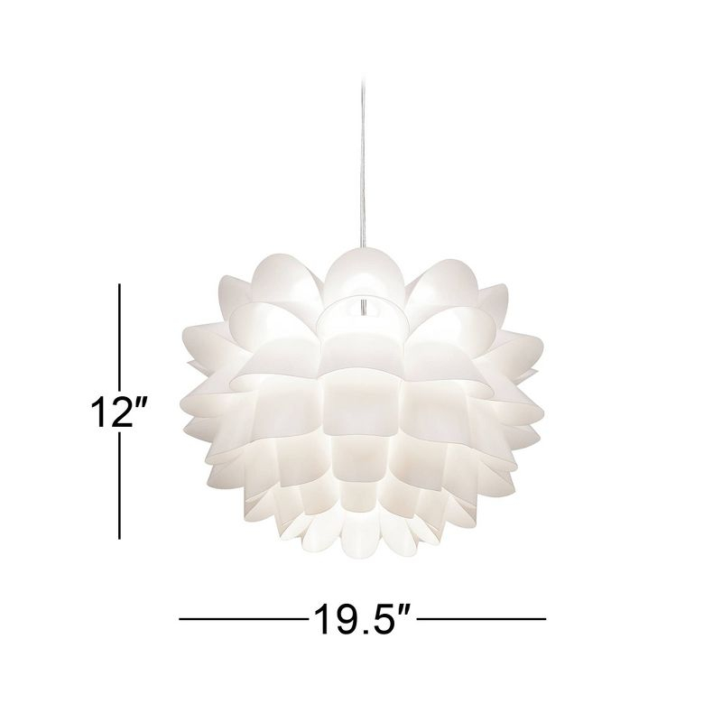 Possini Euro Design White Flower Pendant 19 1/2" Wide Modern Blooming Curved Petals for Dining Room Living House Home Foyer Kitchen Island Entryway