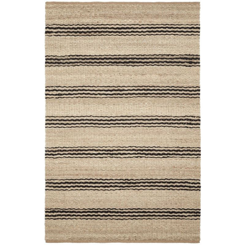 Jute Ticking Black Handwoven Jute Rug
