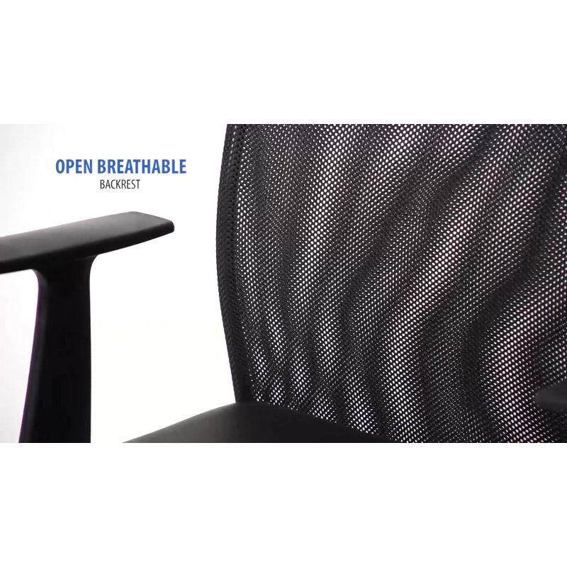 Fixed Arm Budget Mesh Task Chair Black - Boss Office Products: Chrome Base, Pneumatic Lift, Locking Tilt Control