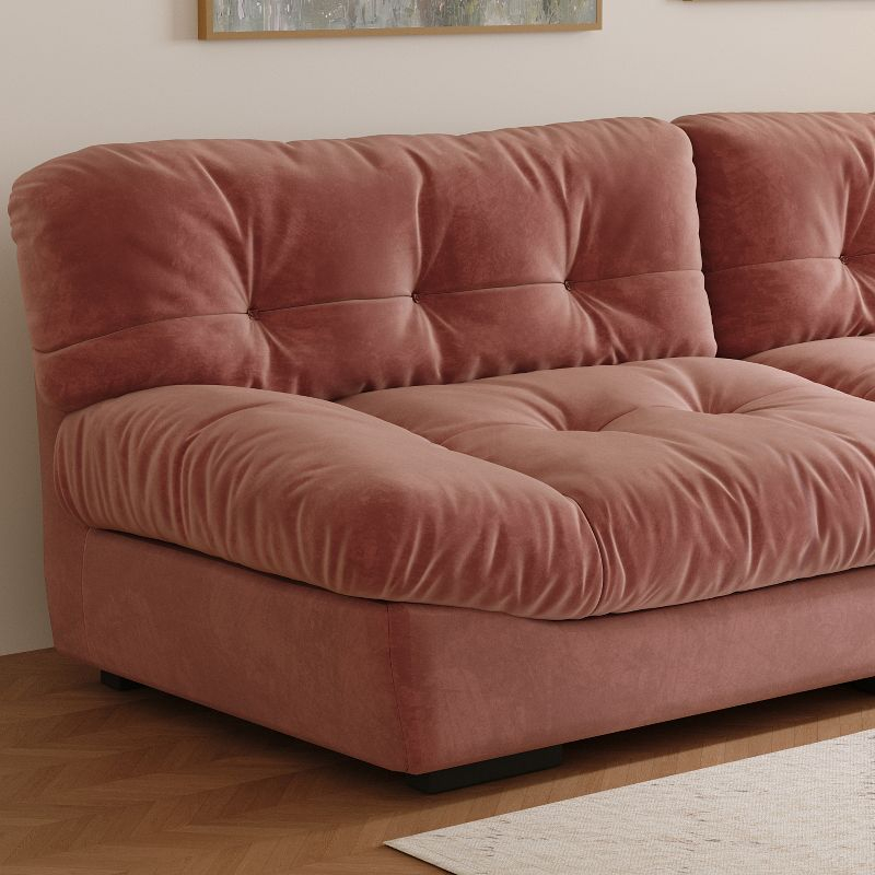 Cloud Modular Sectional Sofa,105inch Scrub Velvet Sofa Couch for Living Room,Curved Couch,Modern LoveSofa with 2 Pillows 3 Seater for Apartment-Pink