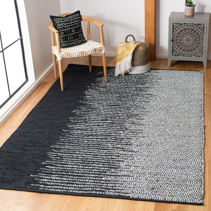 Vintage Leather VTL388 Hand Woven Indoor Area Rug - Light Grey/Black - 8'x10' - Safavieh