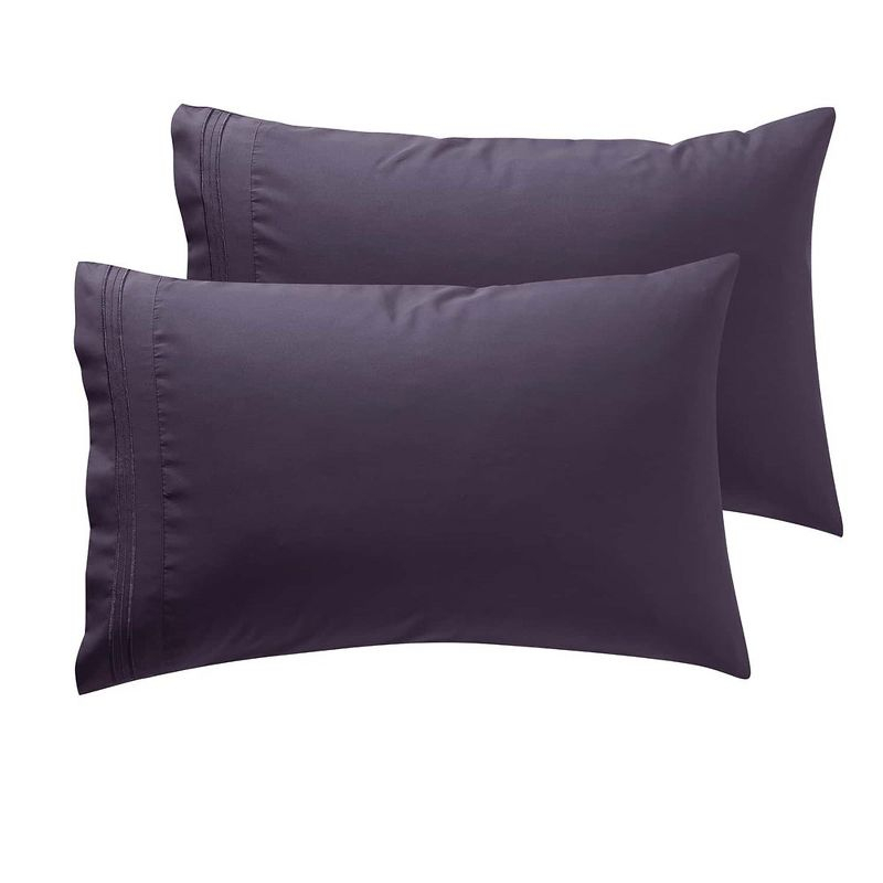 Nestl Luxury Soft Microfiber Standard/Queen Size Pillowcases, Set of 2, Purple Eggplant