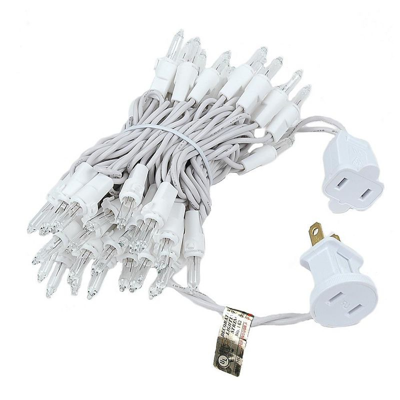 Novelty Lights 11 Feet 50 Bulb Incandescent Mini Lights, Clear with 2.5-Inch Spacing on White Wire, UL Listed for Indoor/Outdoor, Connectable