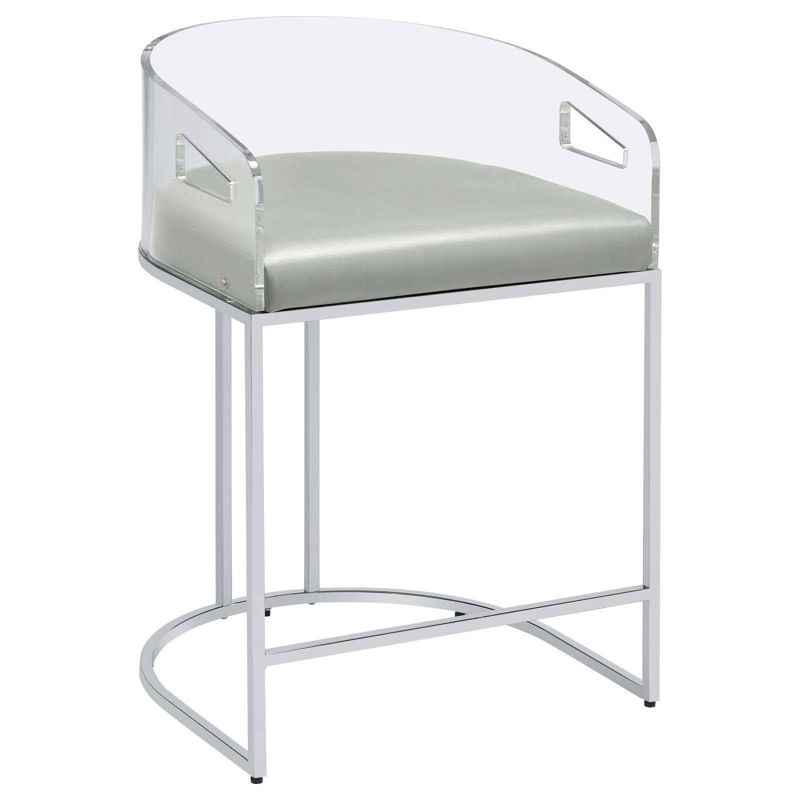 Coaster Set of 2 Thermosolis Modern Acrylic Back Upholstered Counter Height Barstools Gray/Chrome