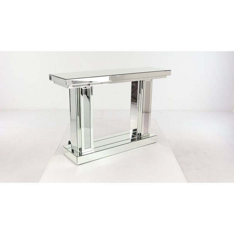 Glam Wood Console Table Silver - Olivia & May: Mirrored, Fixed Shelf, Indoor Use