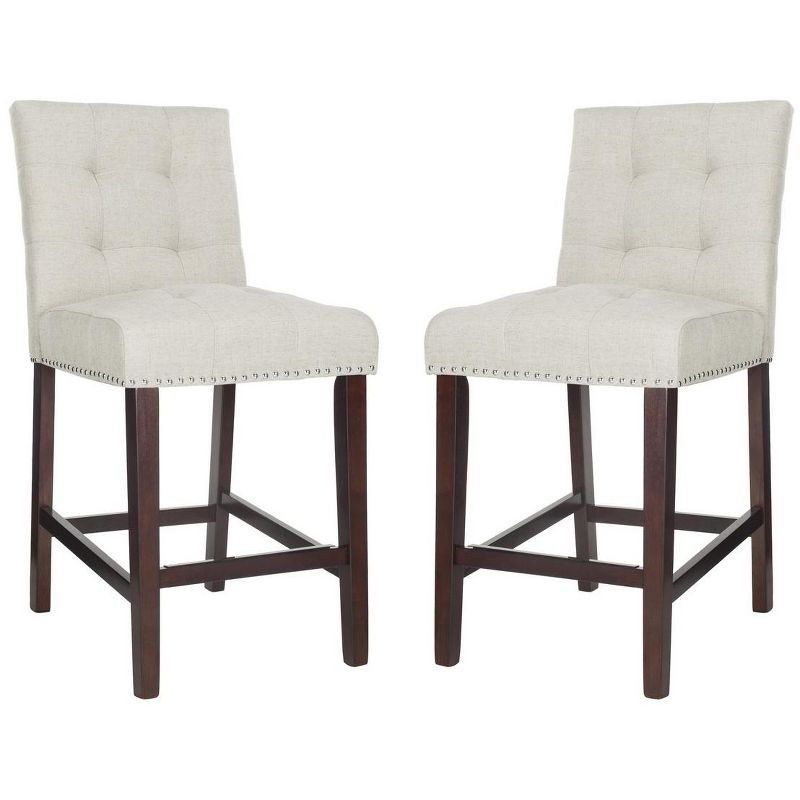 Nikita Counter Stool (Set of 2) - BST6303 - Light Grey/Espresso - Safavieh