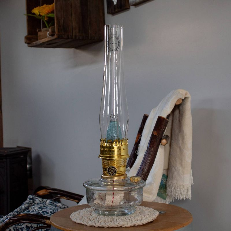 Aladdin Genie III Oil Lamp, Indoor Emergency Lighting for Shelf, Table or Hanging, Clear Glass Bowl with Brass Burner