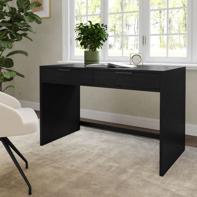Martha Stewart Kayden Home Office Modular 2 Drawer Desk in Black with Oil Rubbed Bronze Hardware