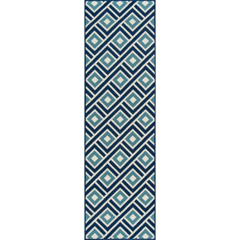 Indoor/Outdoor Blue Squares Rug