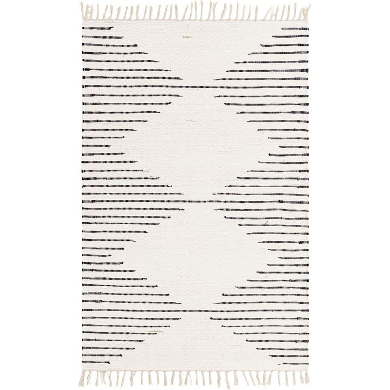 Unique Loom Chindi Cotton Collection Area Rug - Briah (4' 1" x 6' 1" Rectangle White/Black)