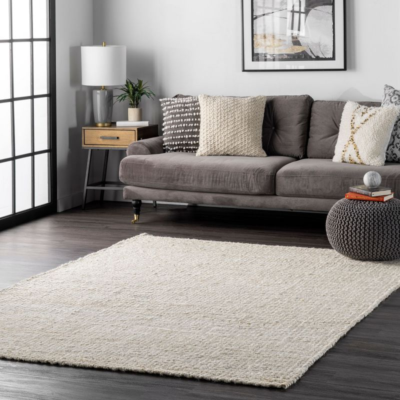 Nuloom Hailey Solid 4x6 Jute Indoor Area Rug for Dining Room Rug Neutral Rug Living Room Rug Kitchen, Off White