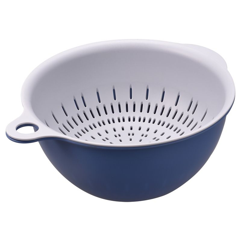 Unique Bargains Kitchen Strainer Colander Bowl Set Medium Double Layer Drain Basket Blue