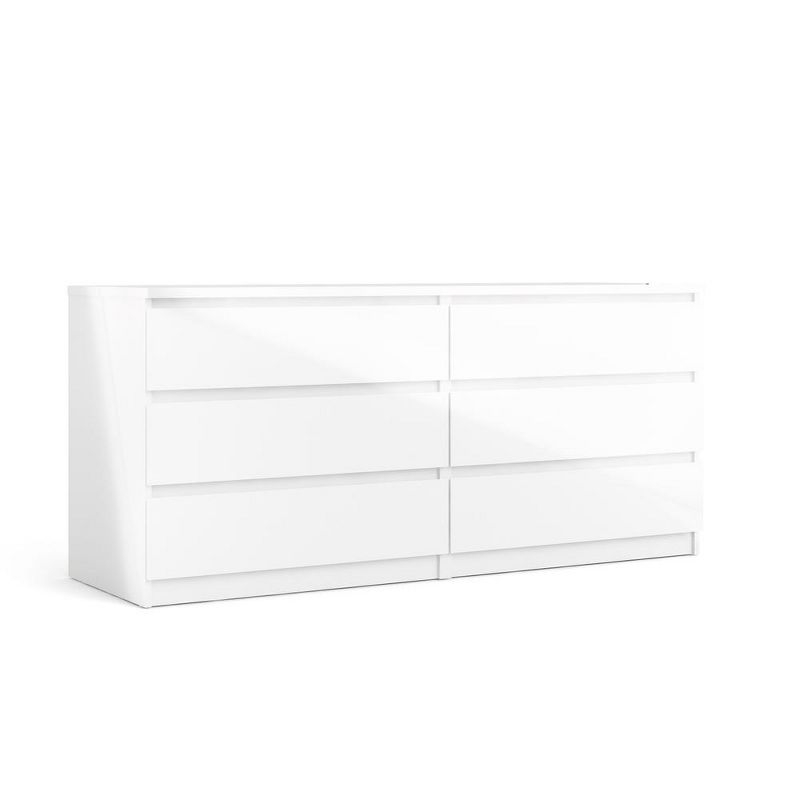 Tvilum 6 Drawer Double Dresser White High Gloss