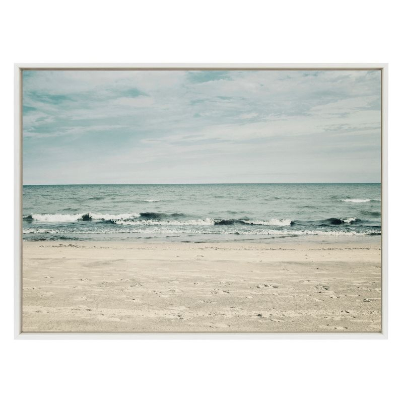31.5" x 41.5" Sylvie Beach II Framed Canvas by F2 Images White - Kate & Laurel All Things Decor: Coastal Wall Decor, Nautical Digital Art