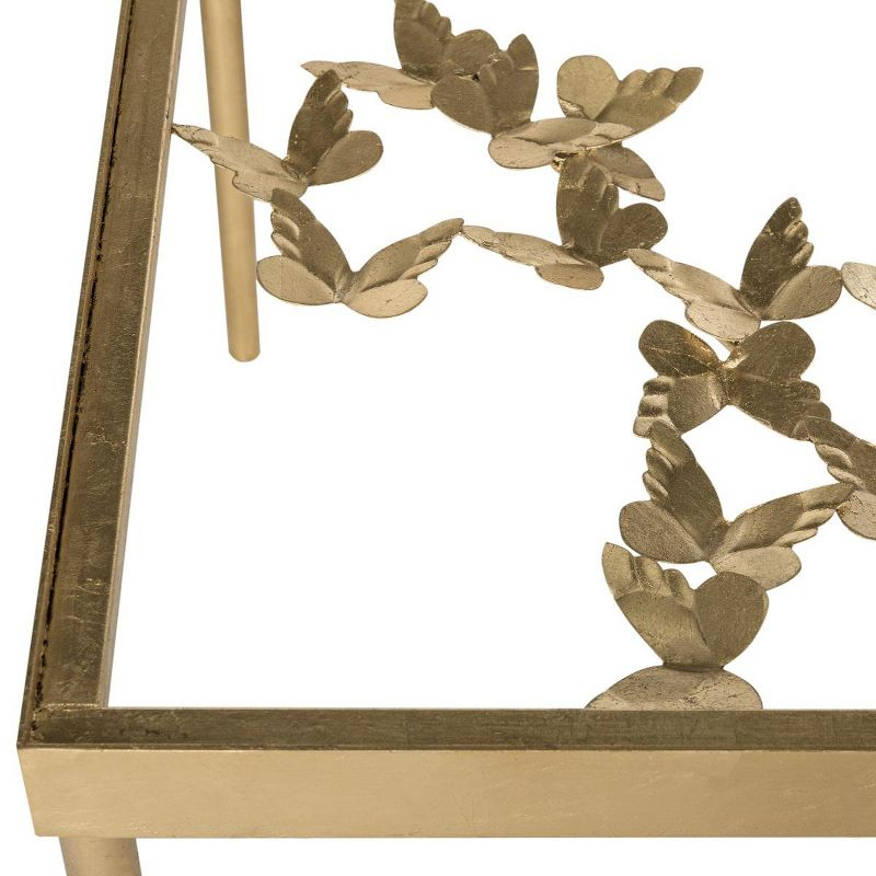 Rosalia Butterfly Coffee Table - Gold/Tempered Glass - Safavieh