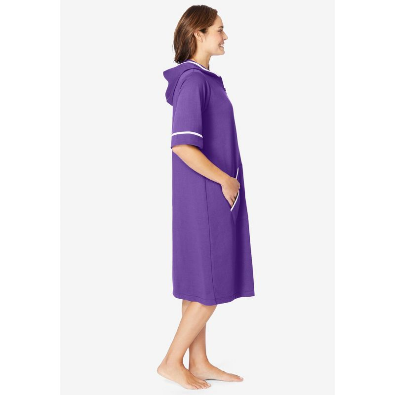 Dreams & Co. Plus Size Short French Terry Robe - 4X, Plum Burst