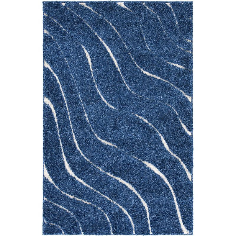 Florida Shag SG472 Power Loomed Indoor Area Rug - Dark Blue/Cream - 4'x6' - Safavieh.