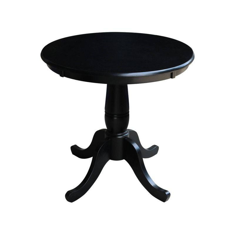 International Concepts Morgan 30" Round Top Pedestal Dining Table  Black: Wood, 4-Seater Kitchen Furniture