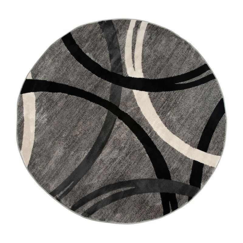 World Rug Gallery Contemporary Abstract Circles Design Gray 6'6" Round Area Rug