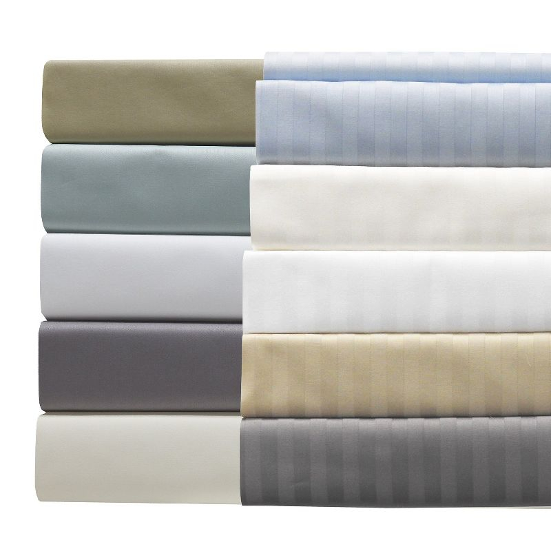 Egyptian Linens USA 608 Cotton Sheet Set - Extra Deep Pockets (22-inches) & Oversize Flat Sheet Striped Gray King