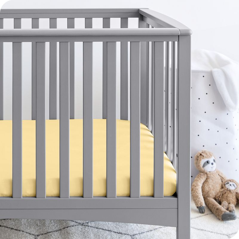 Fitted Crib Microfiber Sheet Morning Sun/White 2pk by Bare Home