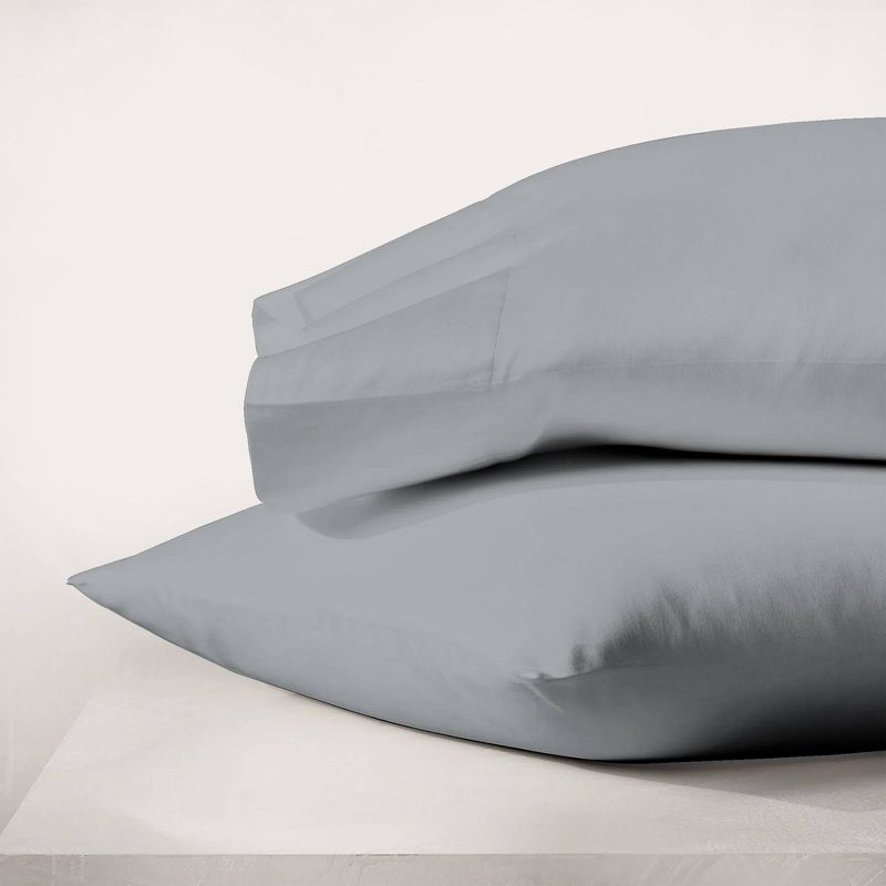 Purity Home King 300 Thread Count Organic Cotton Brushed Percale Pillowcase Light Gray: STANDARD 100 by OEKO-TEX Certified