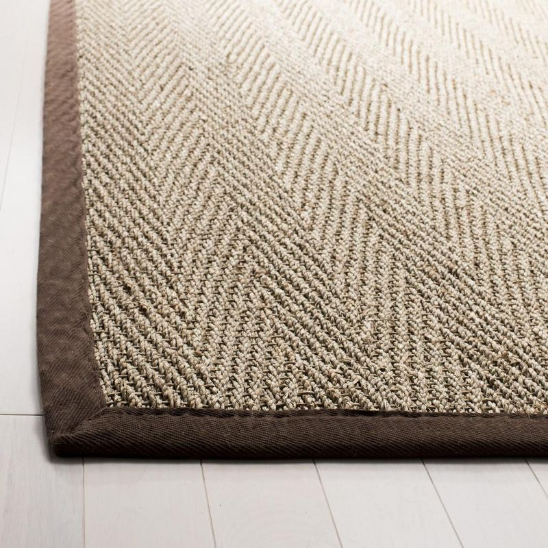 Natural Fiber NF115 Power Loomed Indoor Area Rug - Natural/Dark Brown - 6'x6' - Safavieh