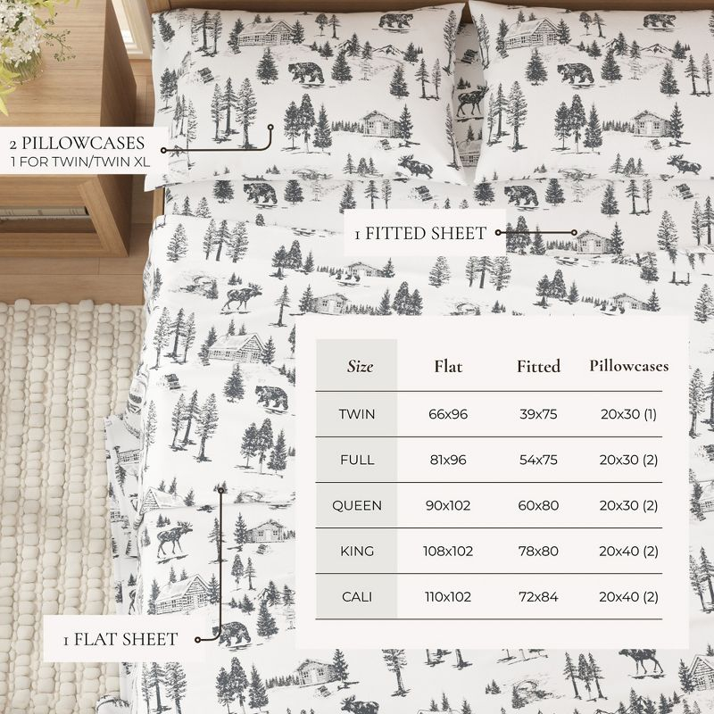 FreshFolds 100% Cotton Lodge Printed Flannel Sheet Set