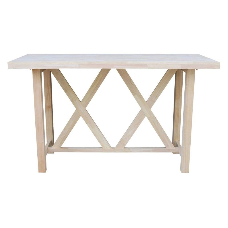 Paul Bar Height Table Unfinished - International Concepts: Solid Wood, 42" High, Rectangular, Seats 4