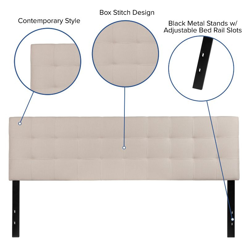 Flash Furniture Bedford Tufted Upholstered King Size Headboard in Beige Fabric