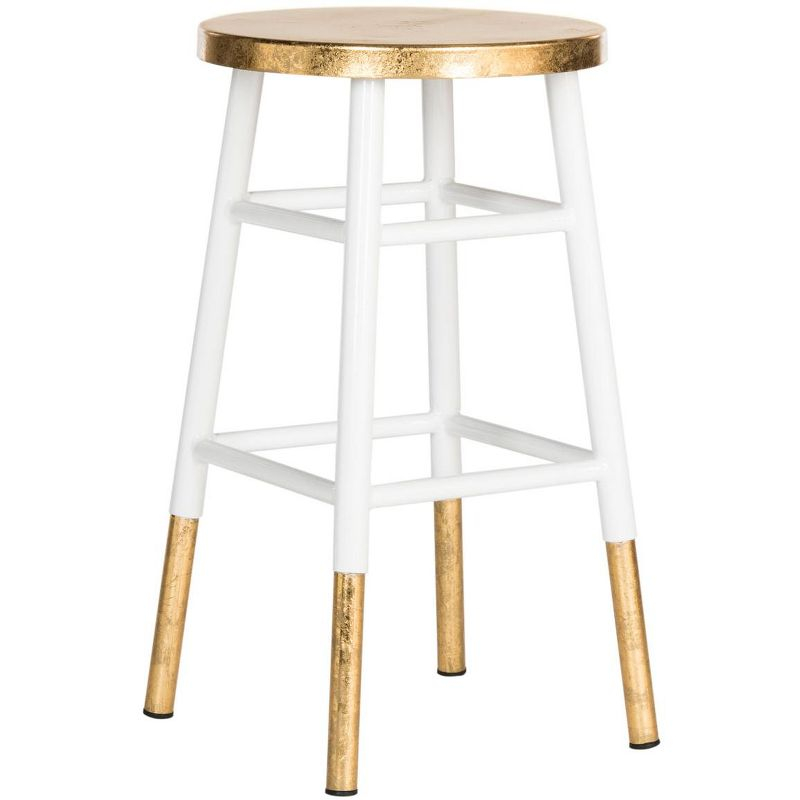 Emery Dipped Gold Leaf Counter Stool - FOX3231 - White/Gold - Safavieh Couture