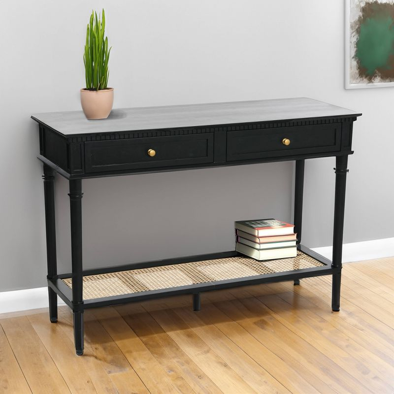 Storied Home Maxwelton Console Table Black: Elegant Entryway Furniture, Acacia & MDF, 32"H x 48"W