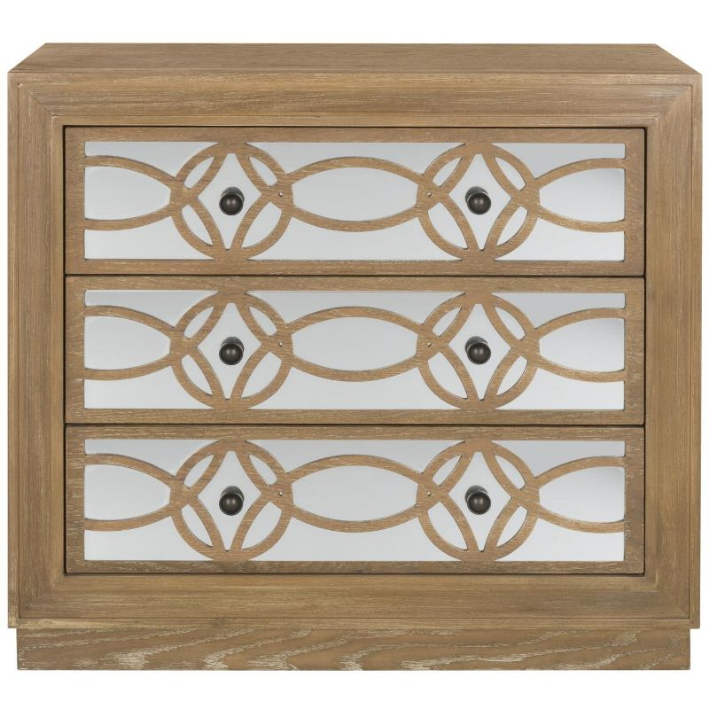 Catalina 3 Drawer Chest - CHS6400 - Rustic Oak/Mirror - Safavieh