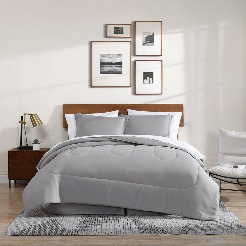 Swift Home | 8-Piece Ultra Soft Solid Bed-In-A-Bag Bedding Set Light Gray Queen