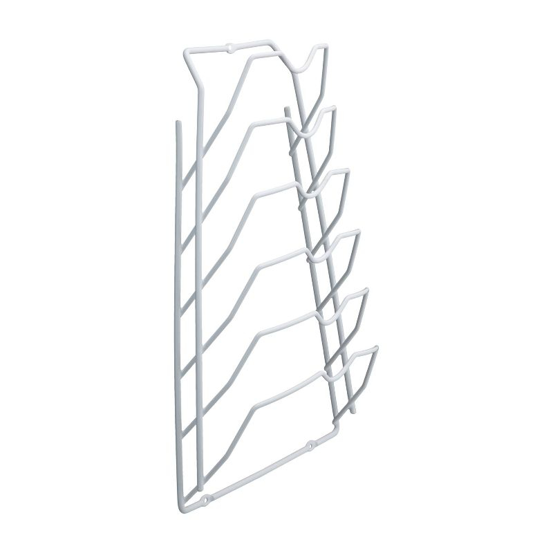 Organize It All Cabinet Door Lid Rack: Steel Kitchen Pot Rack, Under Cabinet Mount, White, 15.75" H x 18.11" D x 12.01" W