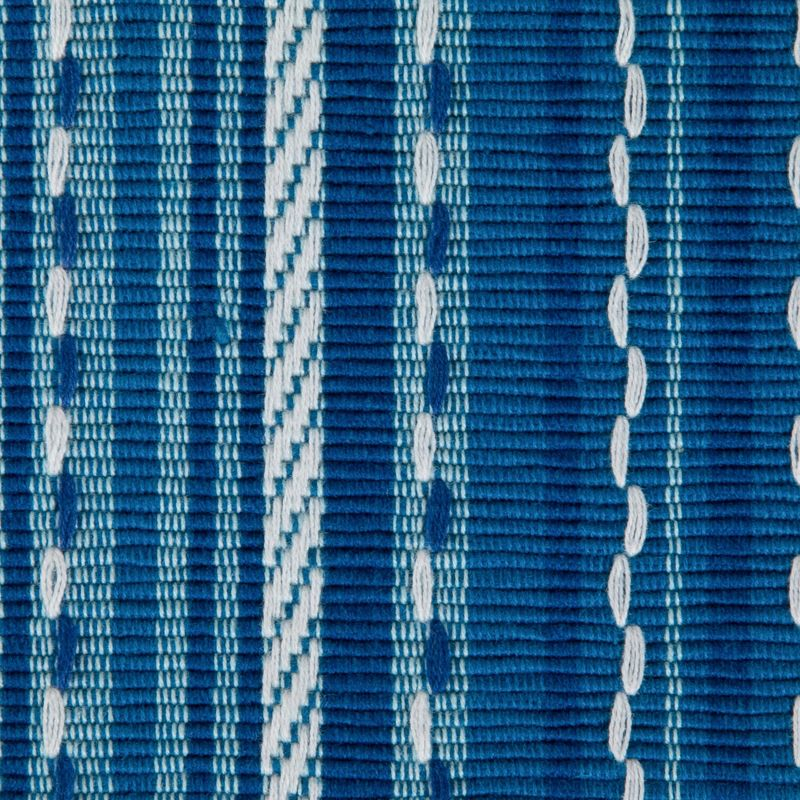 Design Imports  Tonal Stripe Fringed Table Runner, Blue, 14X72"