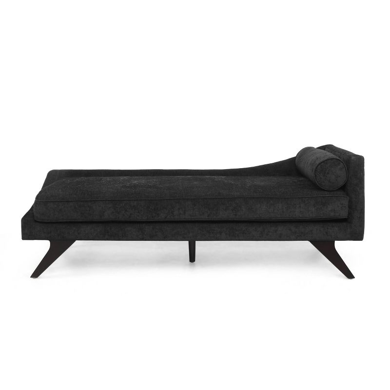 Cagle Mid Century Modern Fabric Chaise Lounge Black/Dark Brown - Christopher Knight Home