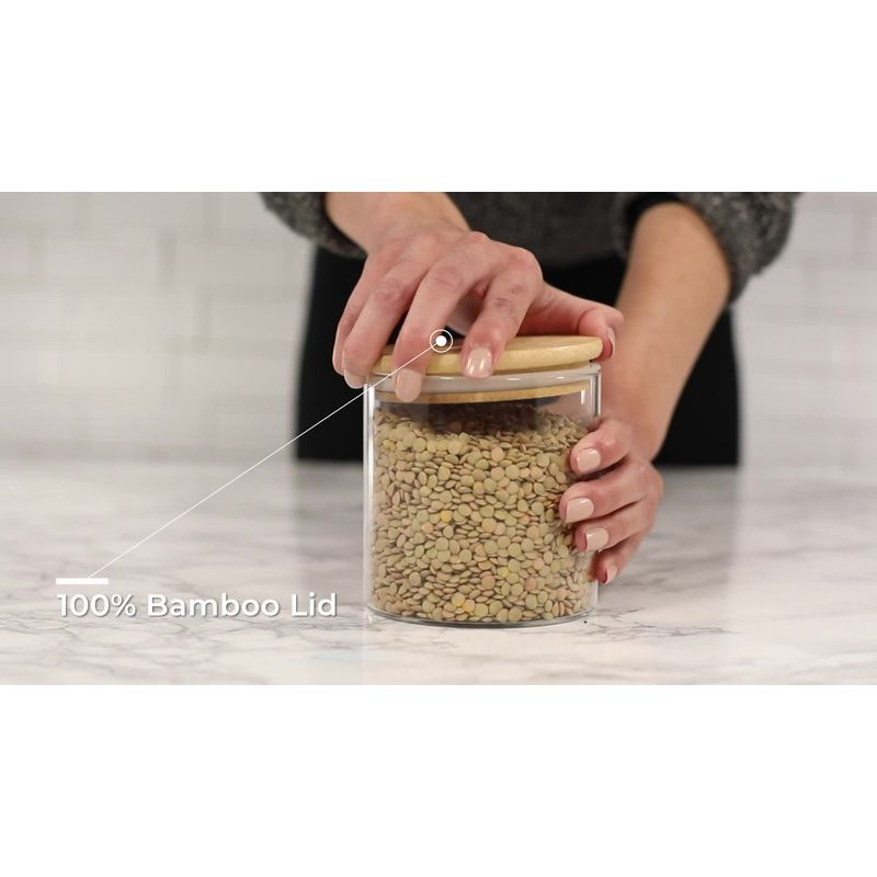 Juvale 3 Pack Glass Storage Containers with Bamboo Lids, Airtight Canisters for Pantry (32.5 oz)