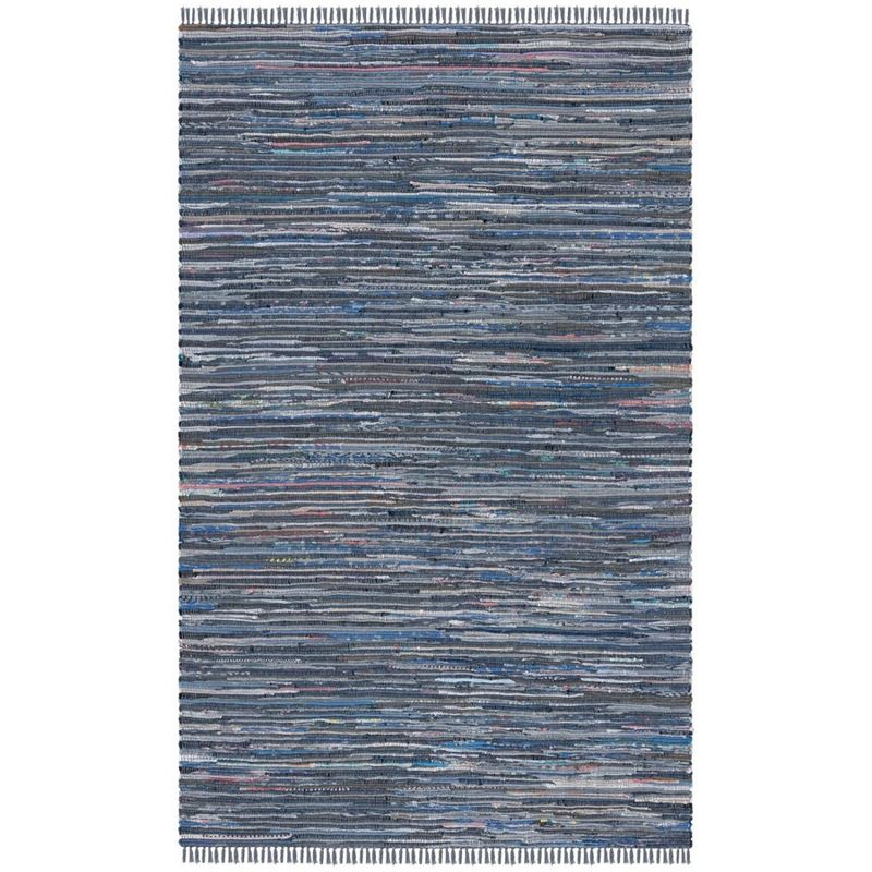Rag Rug RAR121 Hand Woven Indoor Area Rug - 5'x8' - Ink/Multi - Safavieh