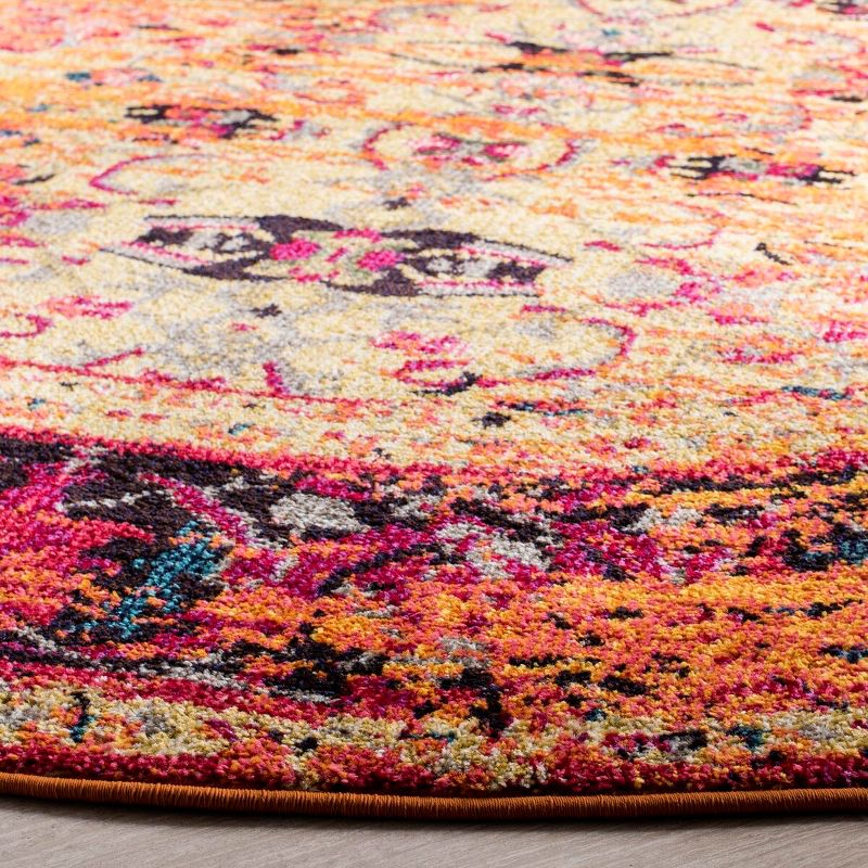 Monaco MNC209 Power Loomed Indoor Area Rug - Orange/Multi - 6'7" round - Safavieh.