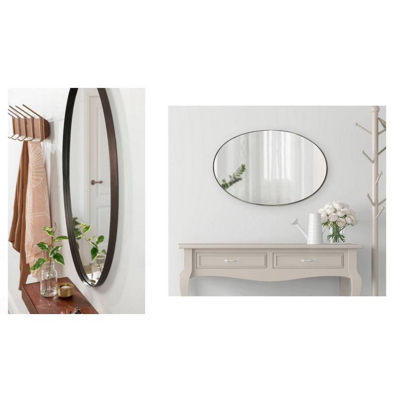 Kate and Laurel Rollo Oval Framed Wall Mirror, 20x30, Silver