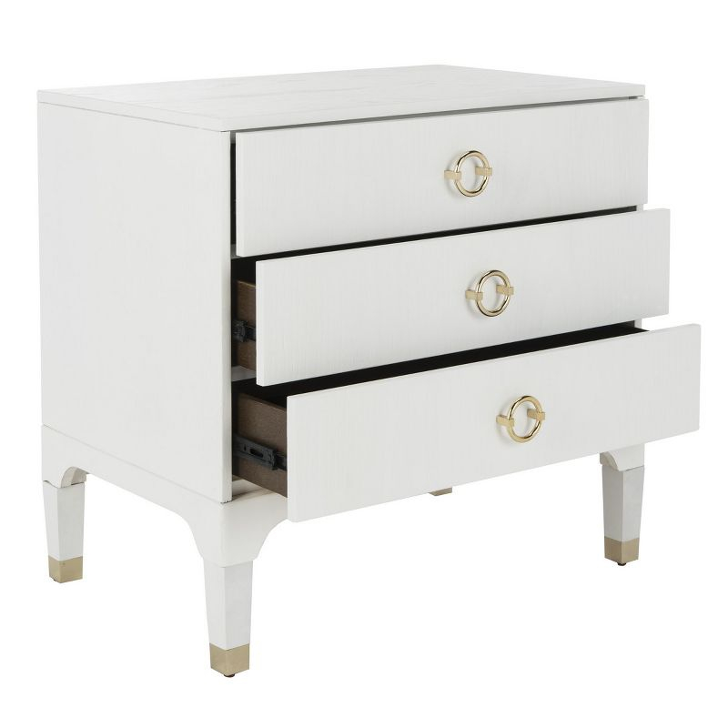 Lorna 3 Drawer Nightstand - FOX6232 - White - Safavieh Couture